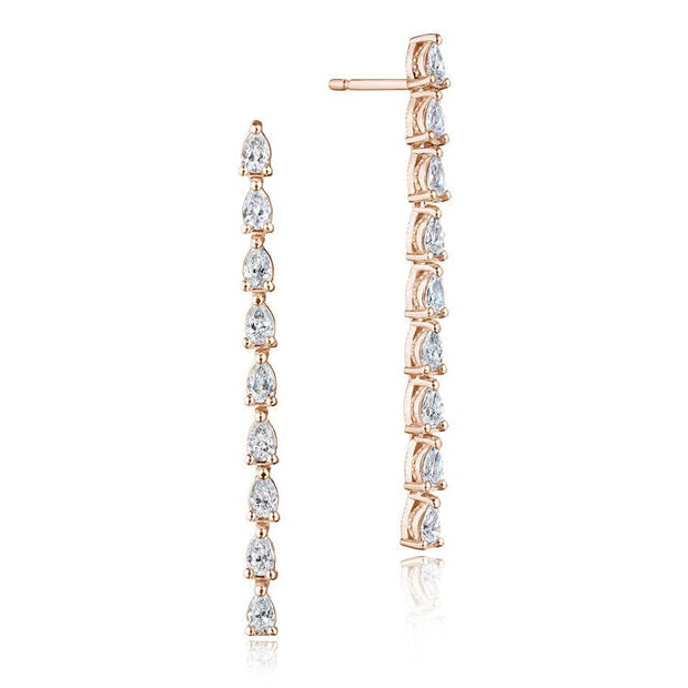 Pear Diamond Drop Earrings in 18k Rose Gold