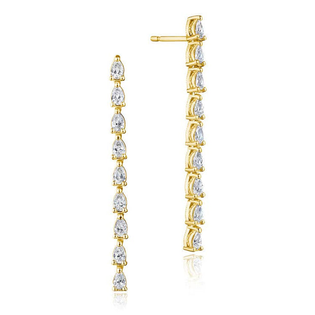 Pear Diamond Drop Earrings in 18k Yellow Gold