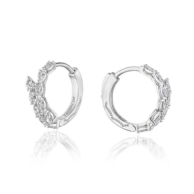 Medium Hoop Pear Diamond Earrings in 18k White Gold