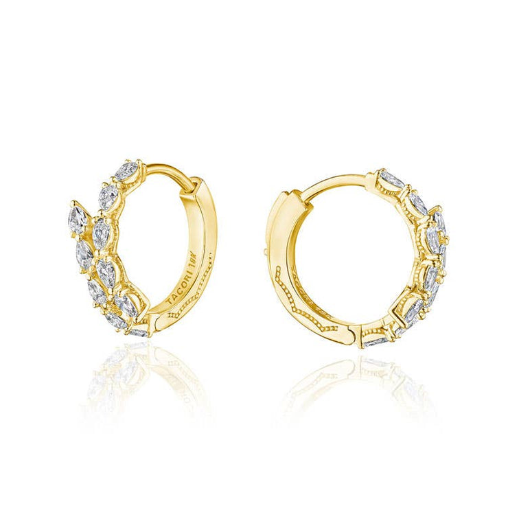 Medium Hoop Pear Diamond Earrings in 18k Yellow Gold