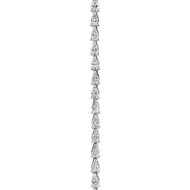 Pear Diamond Tennis Necklace in 18k White Gold