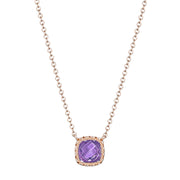Petite Cushion Gem Necklace with Amethyst