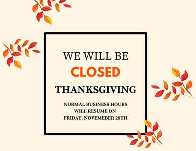 Closed Thanksgiving Day