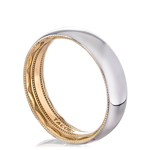 Classic Two-Tone Rounded in High Polish Finish Wedding Band