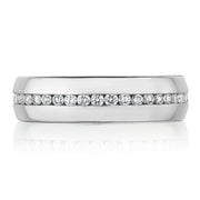 Channel Set Diamond in High Polish Finish Wedding Band