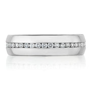 Channel Set Diamond in High Polish Finish Wedding Band