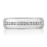 Channel Set Diamond in High Polish Finish Wedding Band