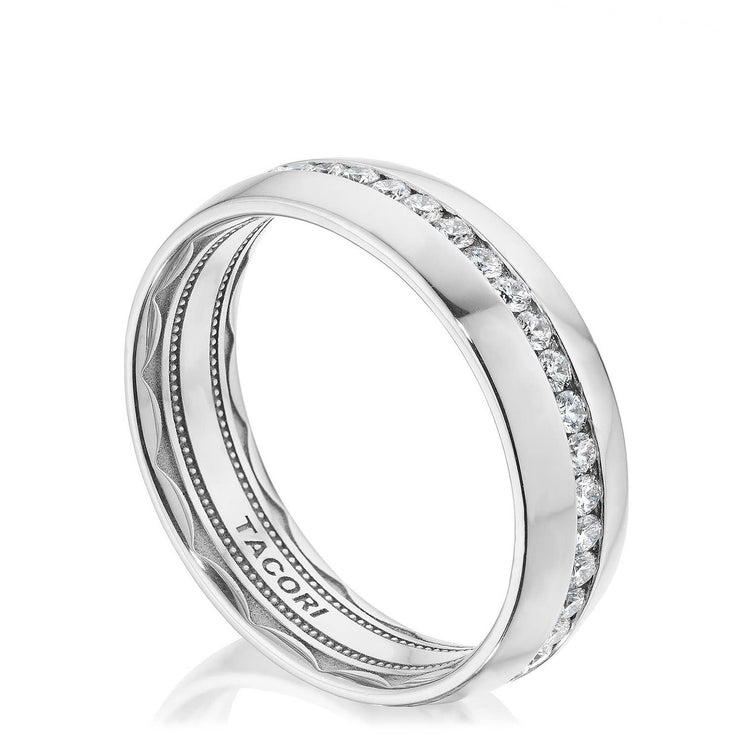 Channel Set Diamond in High Polish Finish Wedding Band