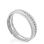 Channel Set Diamond in Satin Finish Wedding Band