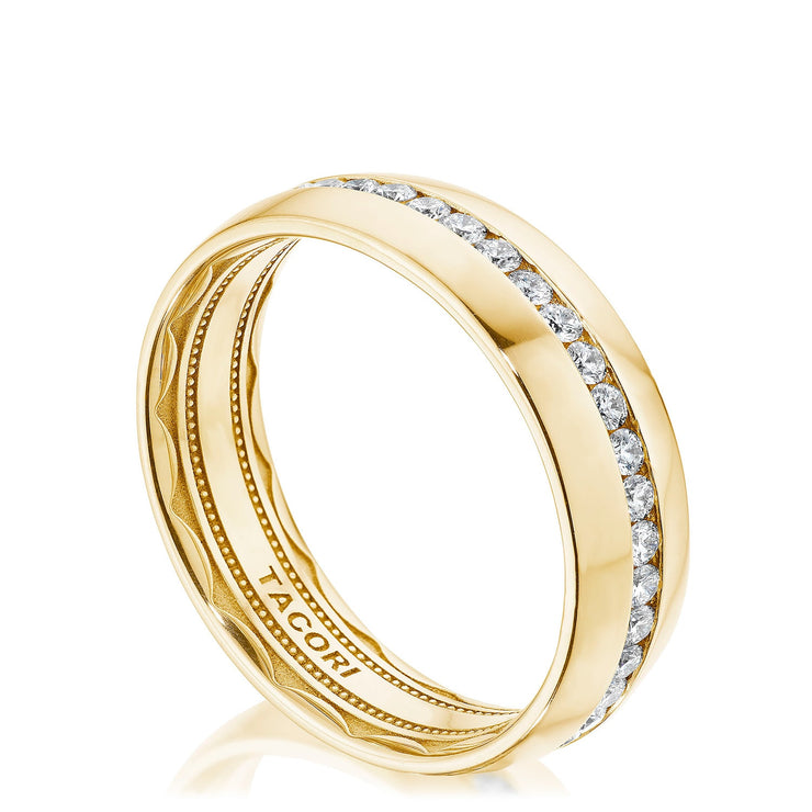 Channel Set Diamond in High Polish Finish Wedding Band