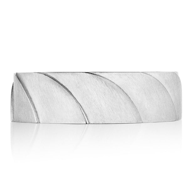 Geometric Crescent in Satin Finish Wedding Band