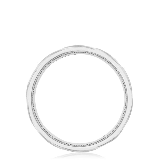 Geometric Crescent in Satin Finish Wedding Band