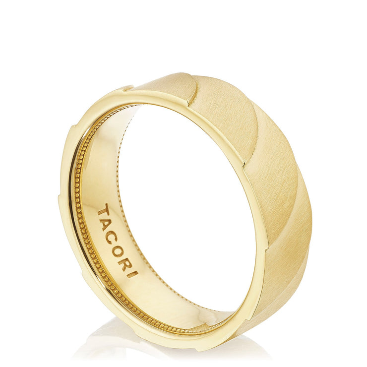 Geometric Crescent in Satin Finish Wedding Band