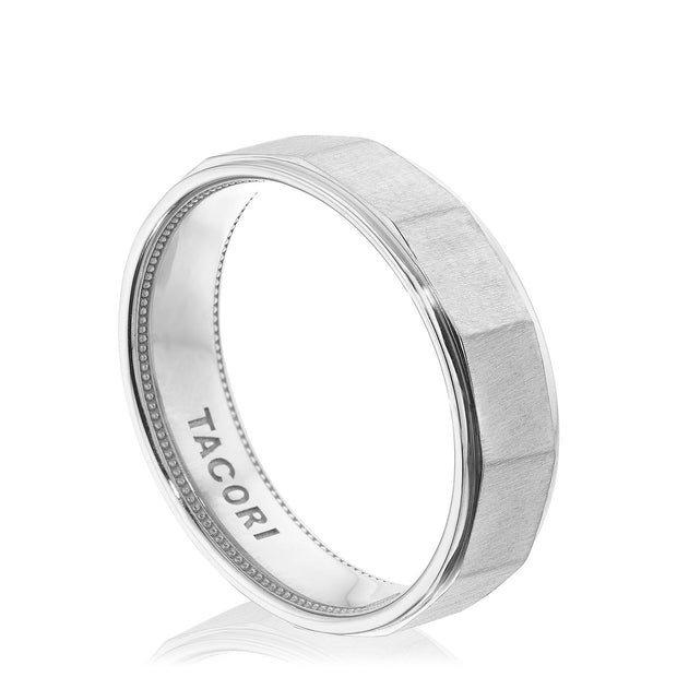Geometric Faceted in Satin Finish Wedding Band