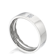 Bezel Set Diamond Wedding Band in High Polish Finish