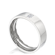 Bezel Set Diamond Wedding Band in High Polish Finish