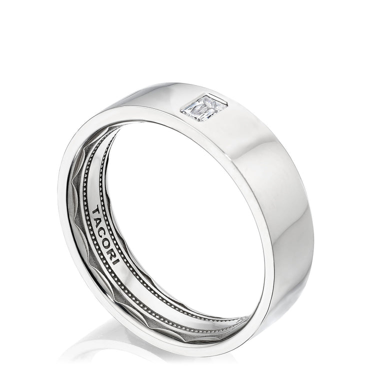 Bezel Set Diamond Wedding Band in High Polish Finish