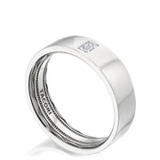 Bezel Set Diamond in High Polish Finish Wedding Band