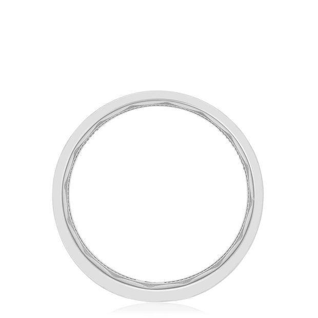 Bezel Set Diamond Wedding Band  in Satin Finish