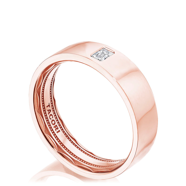 Bezel Set Diamond Wedding Band in High Polish Finish