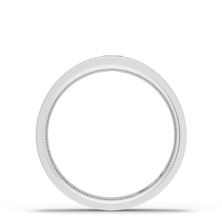 Bezel Set Diamond Wedding Band in Brushed Finish