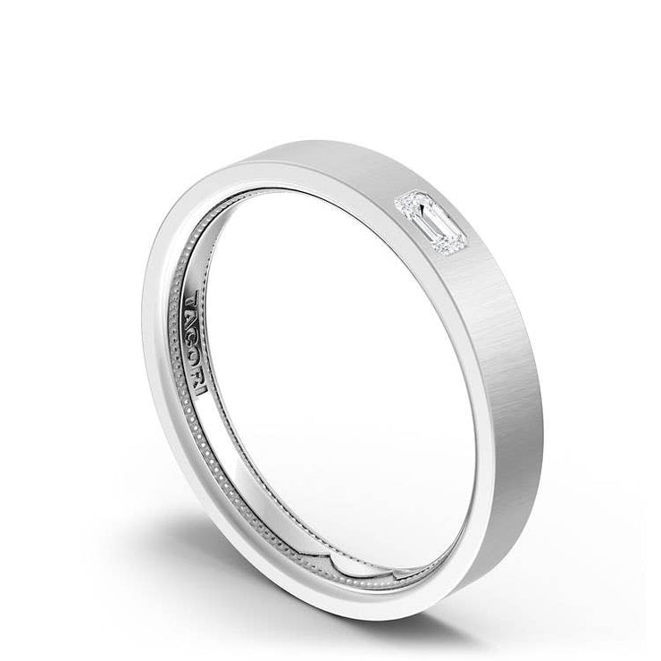 Bezel Set Diamond Wedding Band in Satin Finish