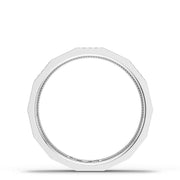 Diamond Faceted - Partial Coverage Wedding Band in Satin Finish  - 4mm