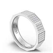 Diamond Faceted - Full Coverage Wedding Band in High Polish  - 6mm