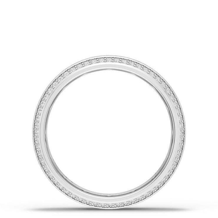 Bevel Edge Diamond Wedding Band in Brushed Finish - 5mm