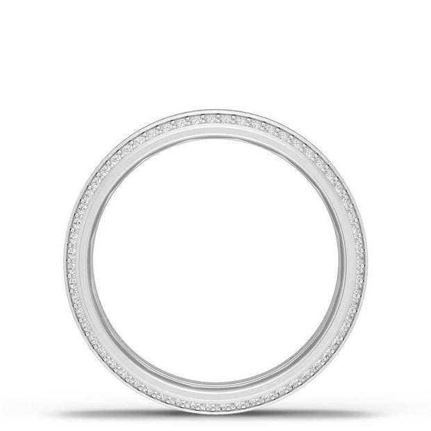 Bevel Edge Diamond Wedding Band in Brushed Finish - 7mm