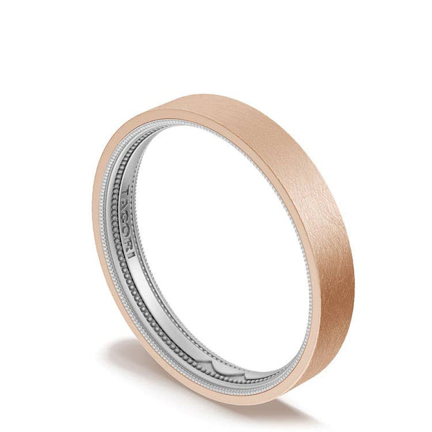 Classic Two-Tone Flat Wedding Band in Brushed Finish