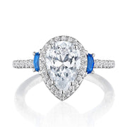 Pear 3-Stone Engagement Ring with Blue Sapphire