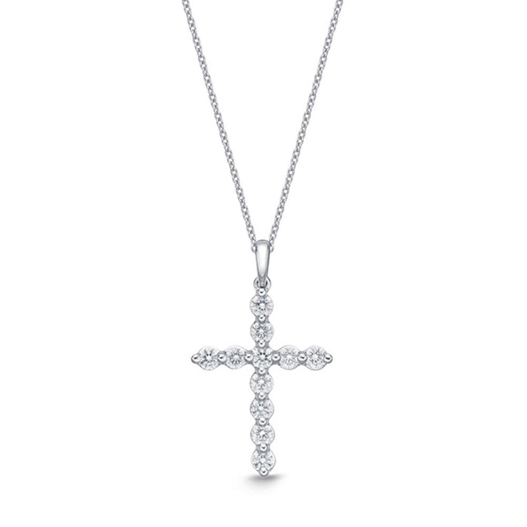 Single Prong Diamond Cross Pendant .50ctw approx.