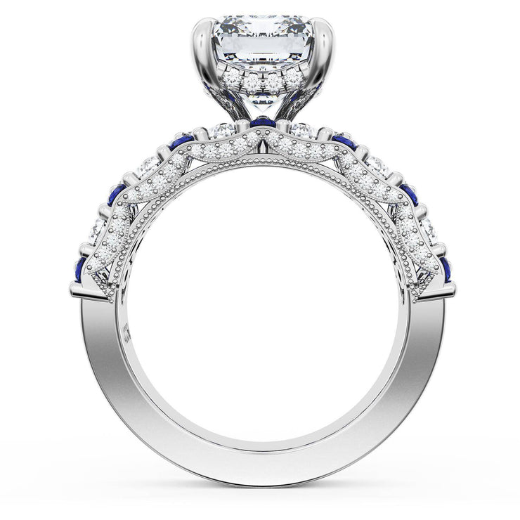 Emerald Solitaire Engagement Ring w/ North South Marquise & Pear Band