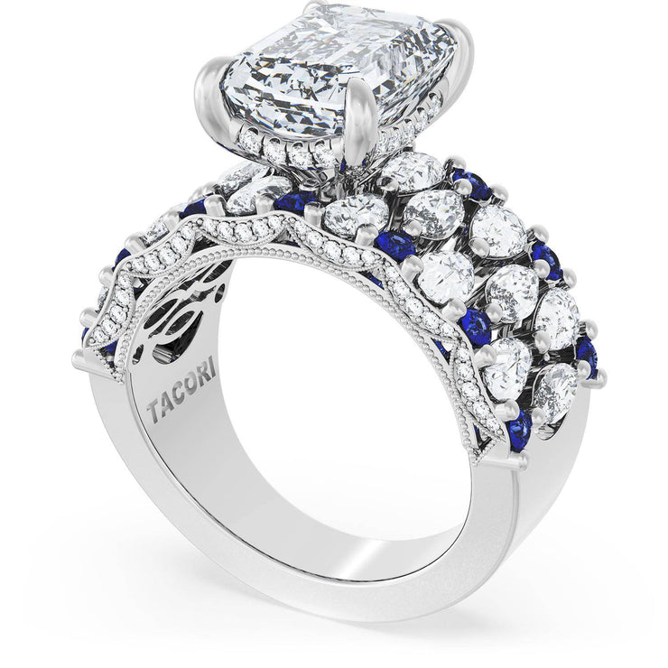 Emerald Solitaire Engagement Ring w/ North South Marquise & Pear Band