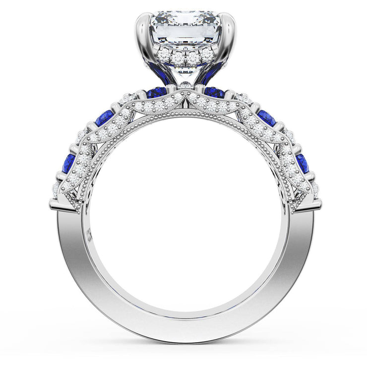 Emerald Solitaire Engagement Ring w/ North South Marquise & Pear Band