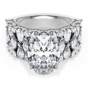 Round Solitaire Engagement Ring w/ North South Marquise & Pear Band