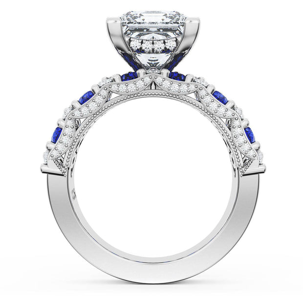 Princess Solitaire Engagement Ring w/ North South Marquise & Pear Band