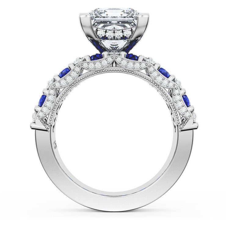 Princess Solitaire Engagement Ring w/ North South Marquise & Pear Band