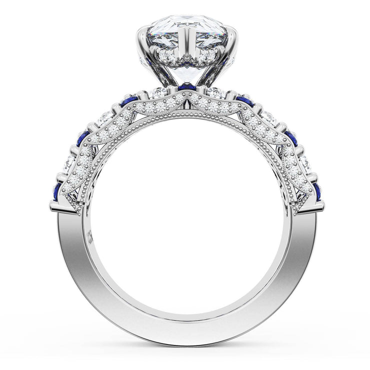 Pear Solitaire Engagement Ring w/ North South Marquise & Pear Band