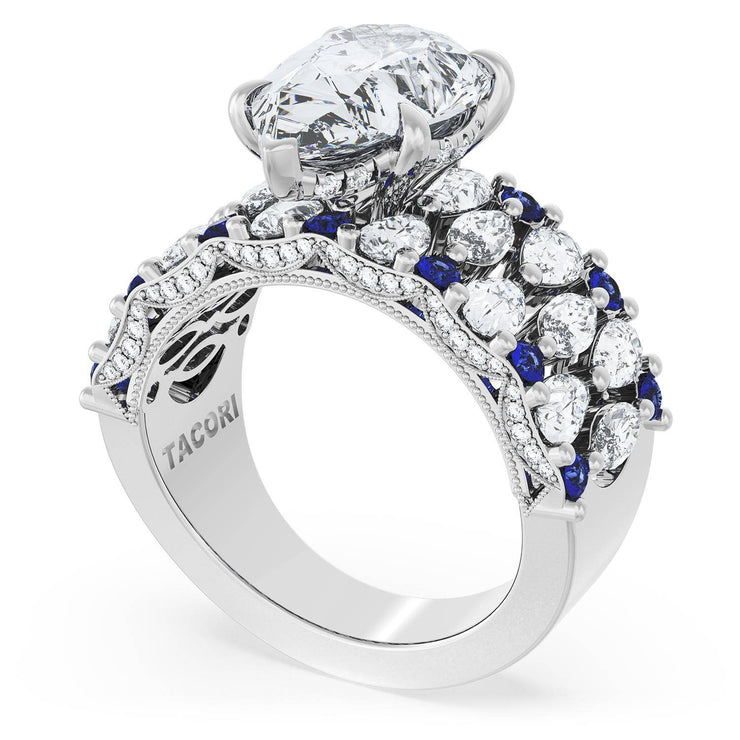 Pear Solitaire Engagement Ring w/ North South Marquise & Pear Band