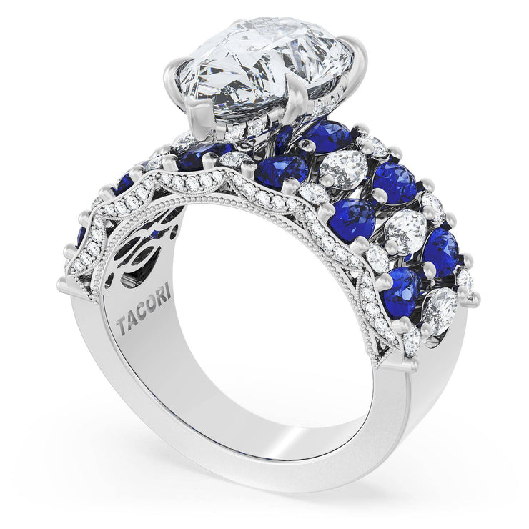 Pear Solitaire Engagement Ring w/ North South Marquise & Pear Band