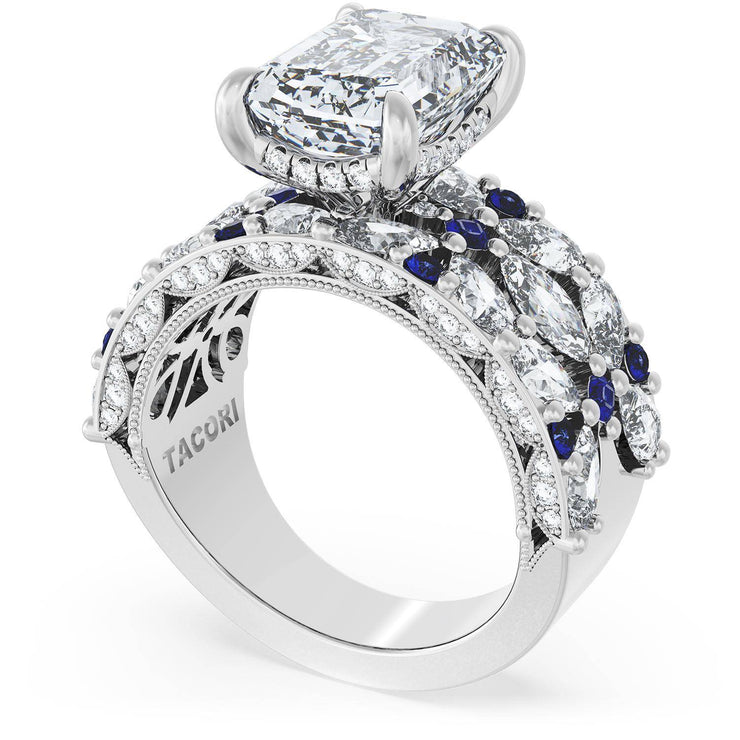 Emerald Solitaire Engagement Ring w/ Marquise & Pear Band