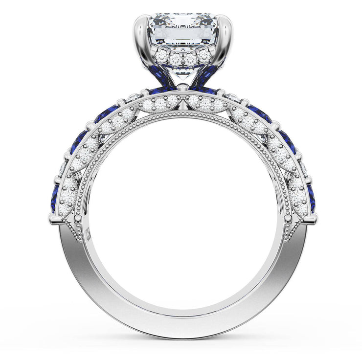 Emerald Solitaire Engagement Ring w/ Marquise & Pear Band