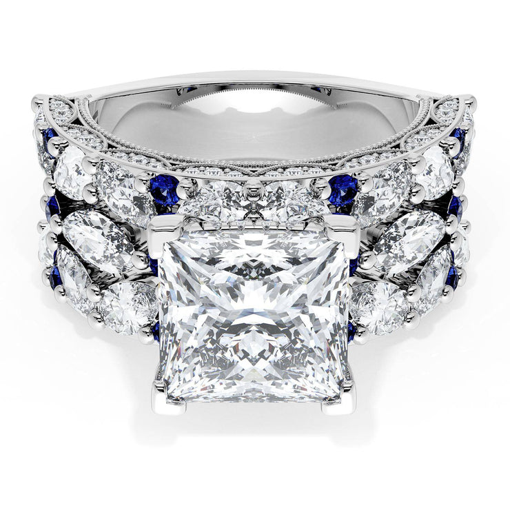 Princess Solitaire Engagement Ring w/ Marquise & Pear Band