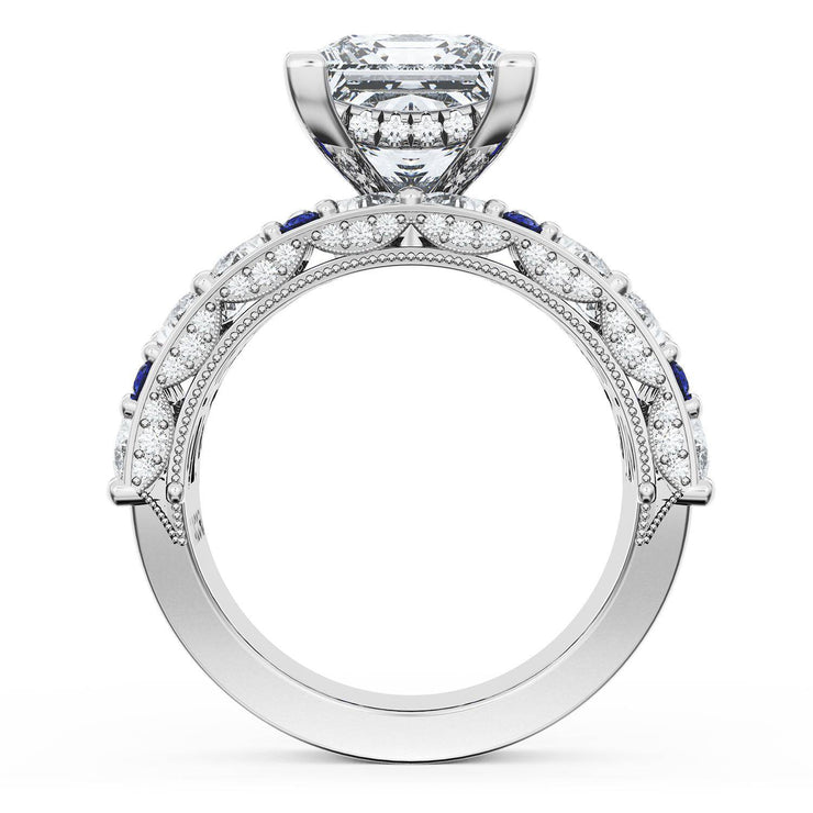Princess Solitaire Engagement Ring w/ Marquise & Pear Band