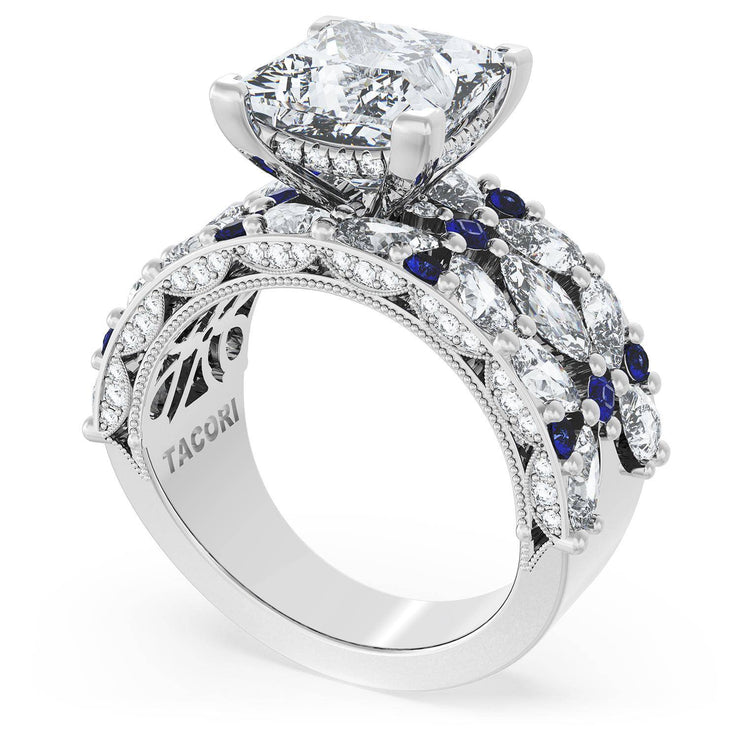 Princess Solitaire Engagement Ring w/ Marquise & Pear Band