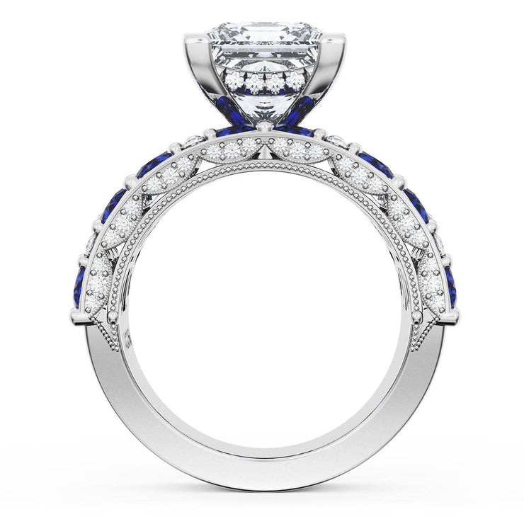 Princess Solitaire Engagement Ring w/ Marquise & Pear Band