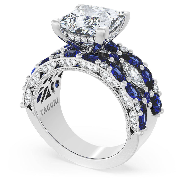 Princess Solitaire Engagement Ring w/ Marquise & Pear Band