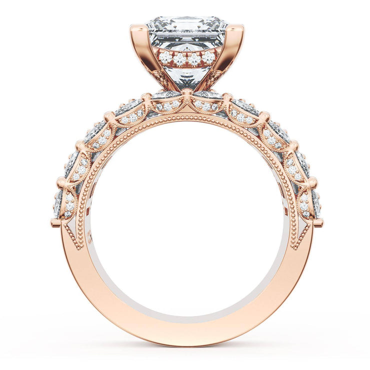 Princess Solitaire Engagement Ring w/ Emerald & Pear Band